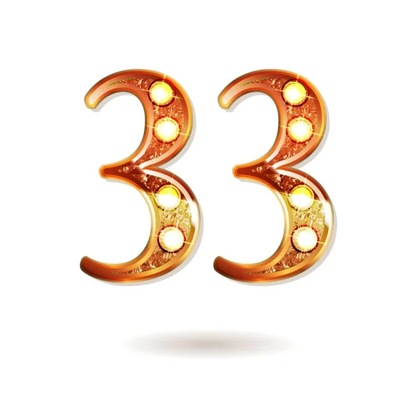 33-річчя з золотим стилізованим номером — стоковий вектор