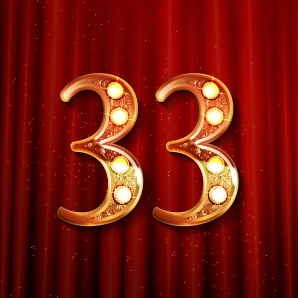 33 let výročí zlaté stylizované číslem — Stockový vektor