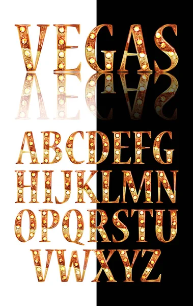 Altın 3d Broadway alfabesi. — Stok Vektör