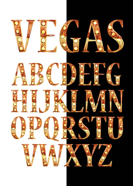 Gold 3d Broadway Alphabet. — Stockvektor