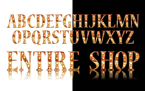 Золотий 3D Бродвейський алфавіт . — стоковий вектор