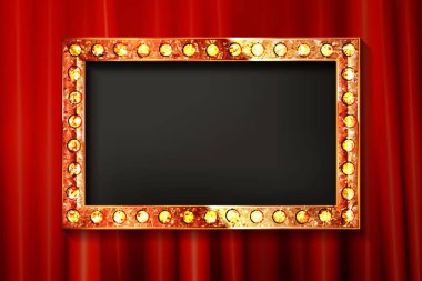 Altın çerçeve ışık ampuller ile