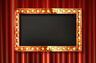 Altın çerçeve ışık ampuller ile