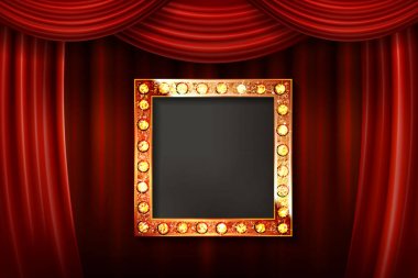 Altın çerçeve ışık ampuller ile