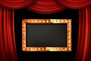 Altın çerçeve ışık ampuller ile