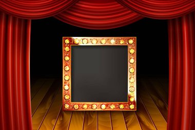 Altın çerçeve ışık ampuller ile