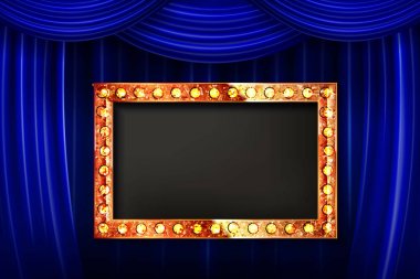 Altın çerçeve ışık ampuller ile