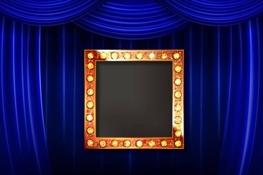 Altın çerçeve ışık ampuller ile