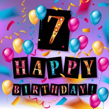 7 doğum günü kutlama tebrik kartı tasarımı
