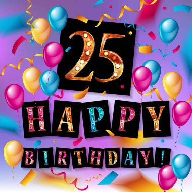 Gift card. Illustration. 25 years old clipart