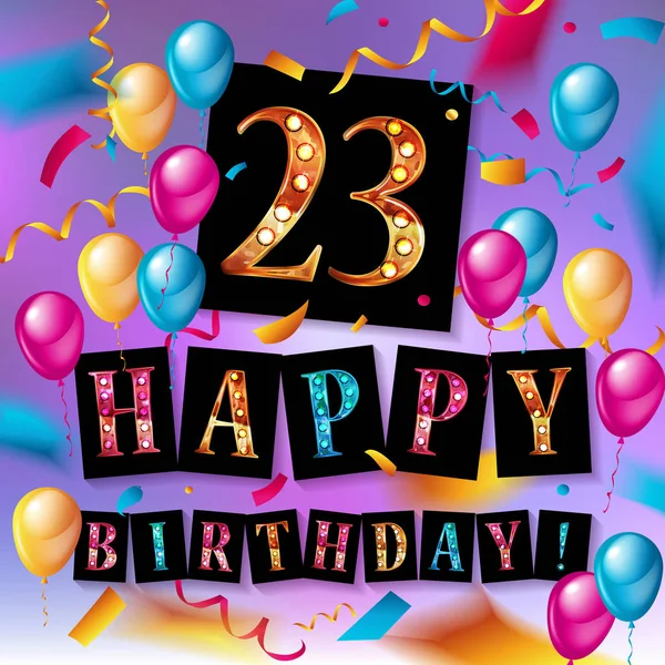 23 years celebration. Happy Birthday greeting card — Stock Vector