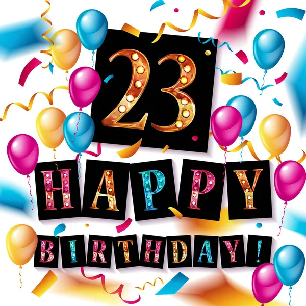 23 years celebration. Happy Birthday greeting card — Stock Vector