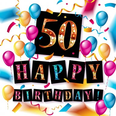 50 yıl yıldönümü vektör çizim, afiş