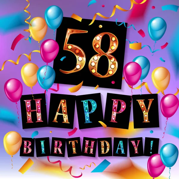 Feliz cumpleaños 58 años aniversario — Vector de stock