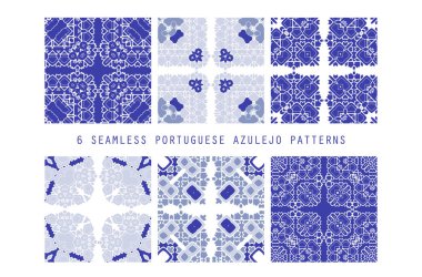 Vector tile pattern, Lisbon floral mosaic clipart