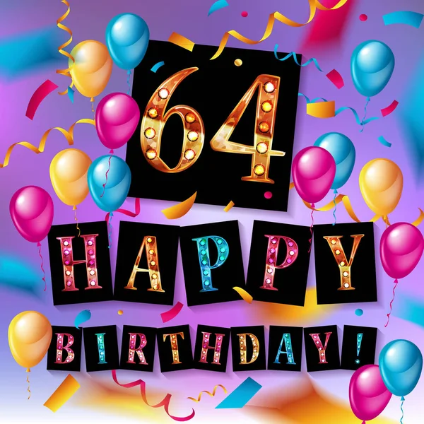 Desenho da celebração do aniversário de 64 anos —  Vetores de Stock