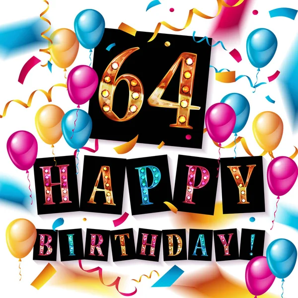 Desenho da celebração do aniversário de 64 anos —  Vetores de Stock