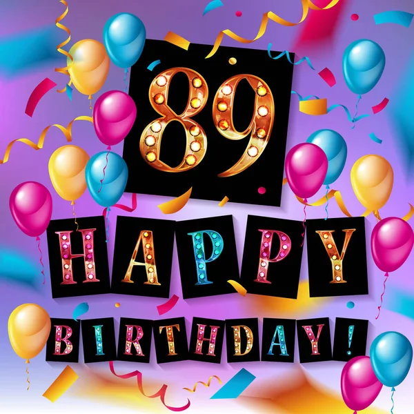 Feliz cumpleaños 89 años aniversario — Vector de stock