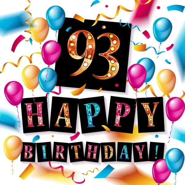 93 años aniversario, feliz cumpleaños — Vector de stock