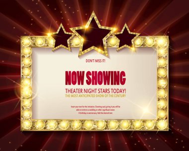 Tiyatro veya sinema işareti kırmızı perde üzerinde işaret.