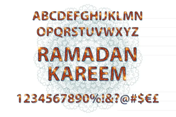 İslam tarzı altın İngilizce alfabe. — Stok Vektör