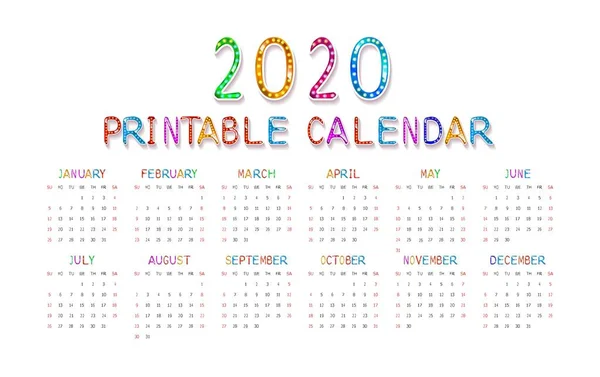 Kids 2020 jaar kalender concept banner — Stockvector