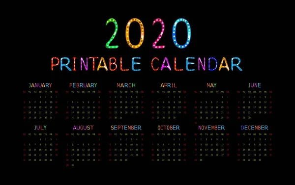 Kids 2020 jaar kalender concept banner — Stockvector