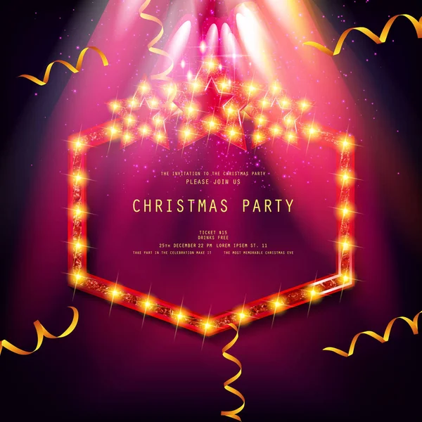 Запрошення веселого різдвяного вечірнього плаката — стоковий вектор