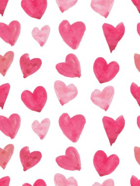 Suluboya kalplerle kusursuz desen