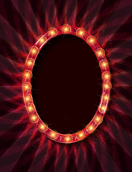 Roter Neonovaler Rahmen Leuchtend Wirbelnder Bunker Leuchtendes Kreislichtbanner Glühende Spirale — Stockvektor