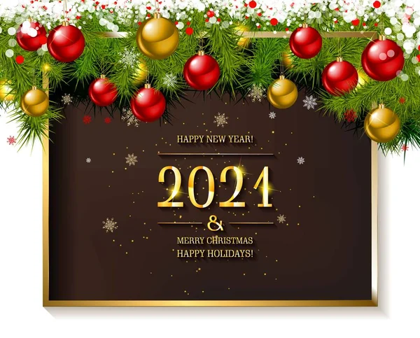 Frohe Weihnachten Und Ein Gutes Neues Jahr 2021 Goldener Schriftzug — Stockvektor