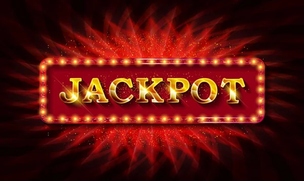 Jackpot Retro Prapor Zářivými Lampami Vektorová Ilustrace Pro Vítěze Pokeru — Stockový vektor