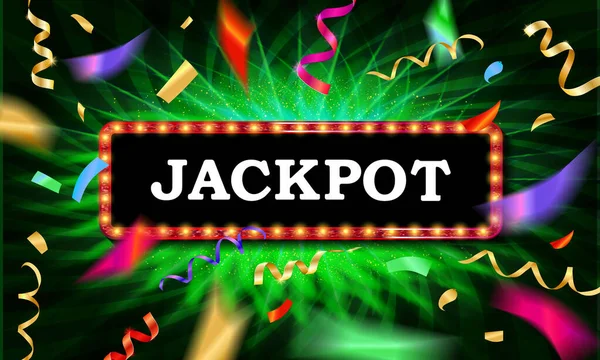 Jackpot Spandoek Jackpot Felicitaties Frame Gouden Win Feliciteren Ingelijst Teken — Stockvector