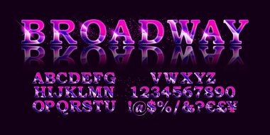 Broadway tarzı retro ampul yazı tipi, vektör illüstrasyonu