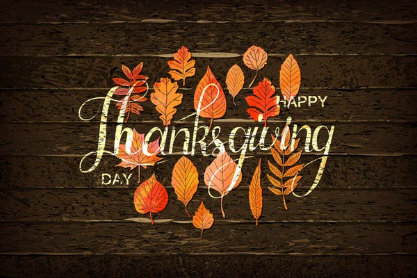 Happy Thanksgiving Holiday Banner Gratulation Text Frame Podzimní Strom Opouští — Stockový vektor