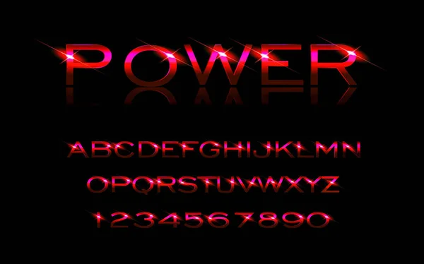 Power Schriftart Alphabet Und Zahlen Vektorillustration — Stockvektor