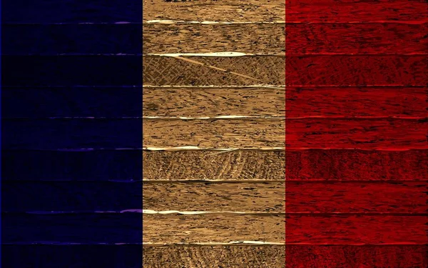Bandeira Francesa Pintada Fundo Prancha Madeira Velha Ilustração Vetorial — Vetor de Stock