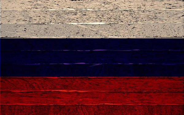 Bendera Rusia Dicat Pagar Kayu Ilustrasi Vektor - Stok Vektor