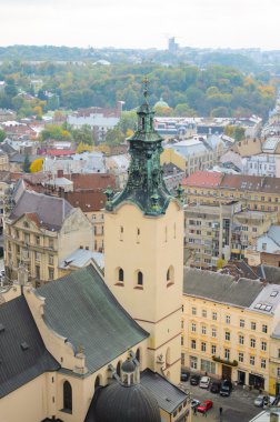 Belediye Binası, Antik şehri Lviv görünümünden tilt-shift.