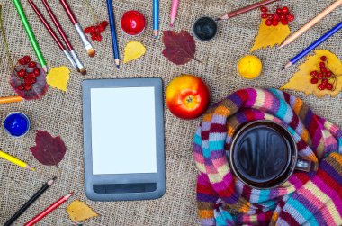 Sonbahar arka plan kavramı, üstten görünüm.