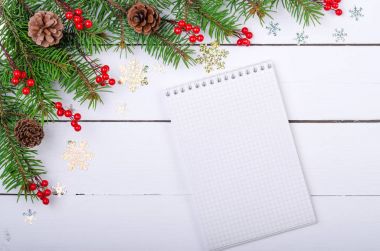 Noel arka plan metin için yer ile kağıt Üstten Görünüm boş levha ile.