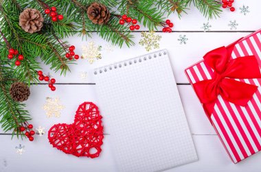 Noel arka plan metin için yer ile kağıt Üstten Görünüm boş levha ile.