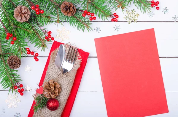 Christmas table, background for your menu. — Stock Photo, Image