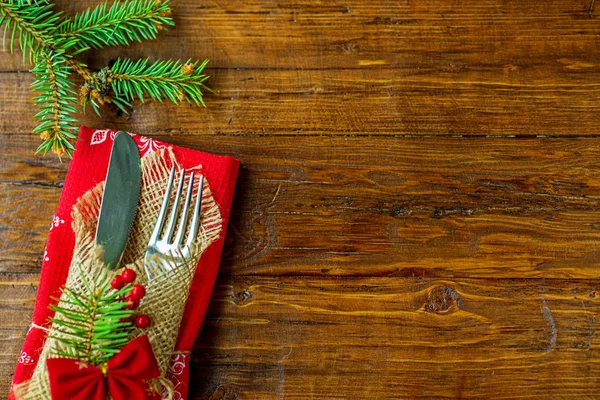 Vista superior de la mesa de Navidad con espacio de copia . —  Fotos de Stock