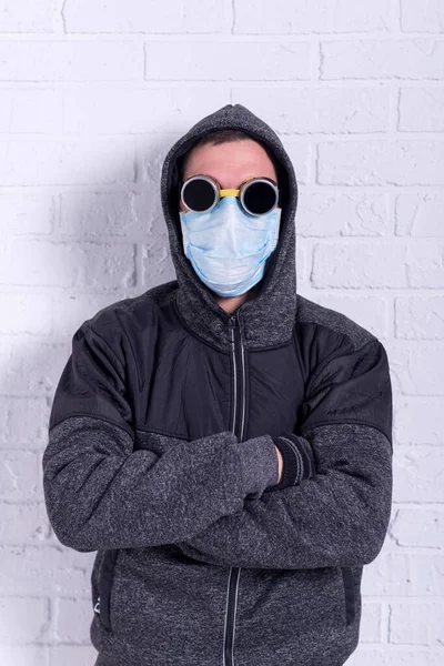 Porträtt Man Medicinsk Mask Pandemi Epidemi Coronavirus — Stockfoto