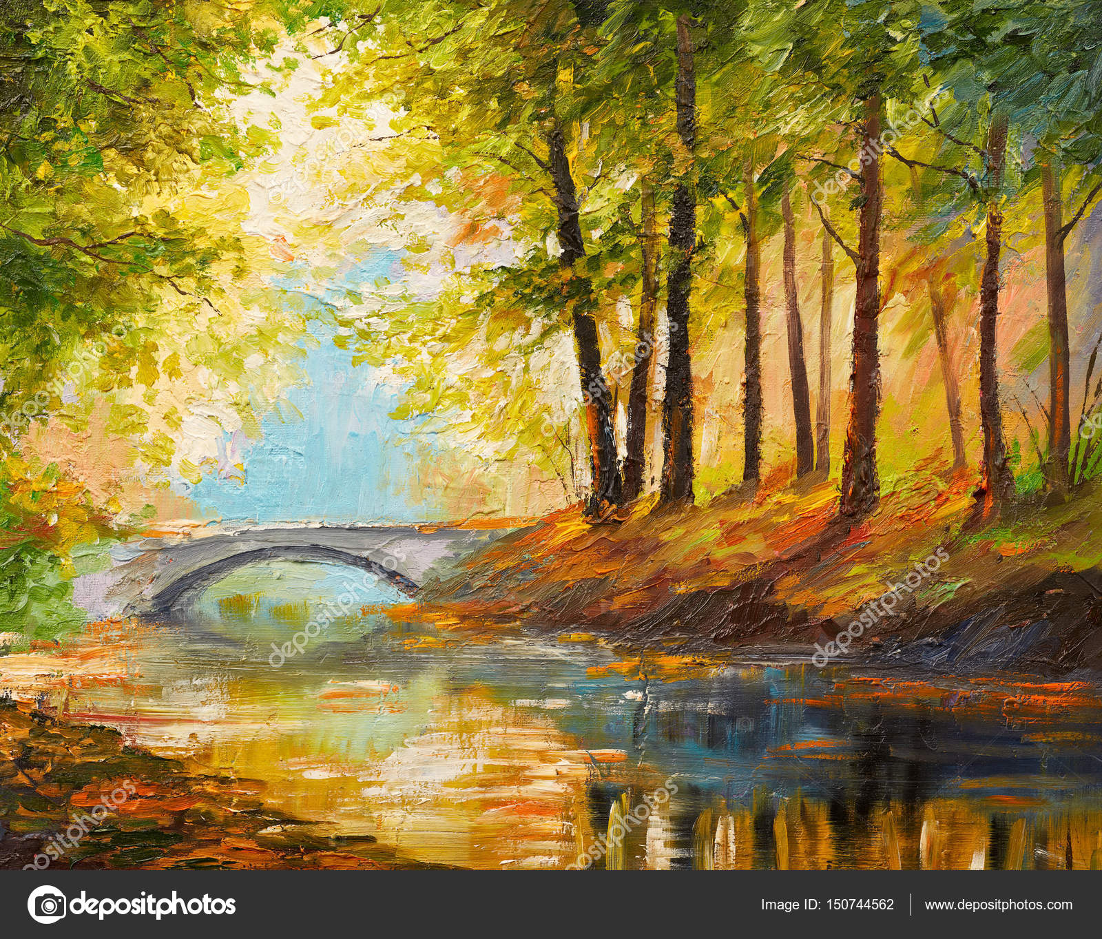 風景画 油彩画 森の中の川を描いた油絵です 風景画 油彩画 森の中の川を描いた油絵です - メルカリ