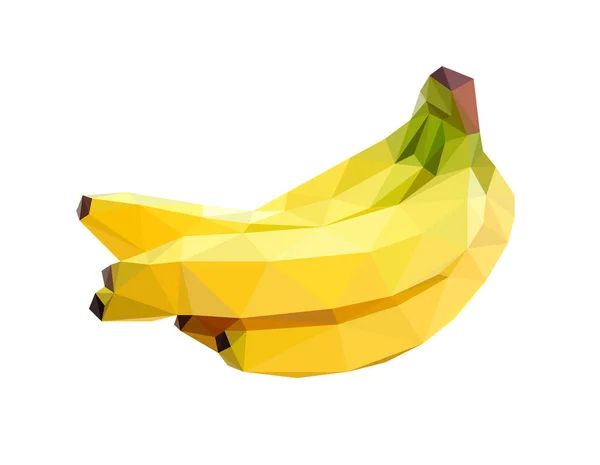 Amarelo Isolado Bananas Baixo Poli Ilustração Fundo Branco Ilustração Polígono — Fotografia de Stock