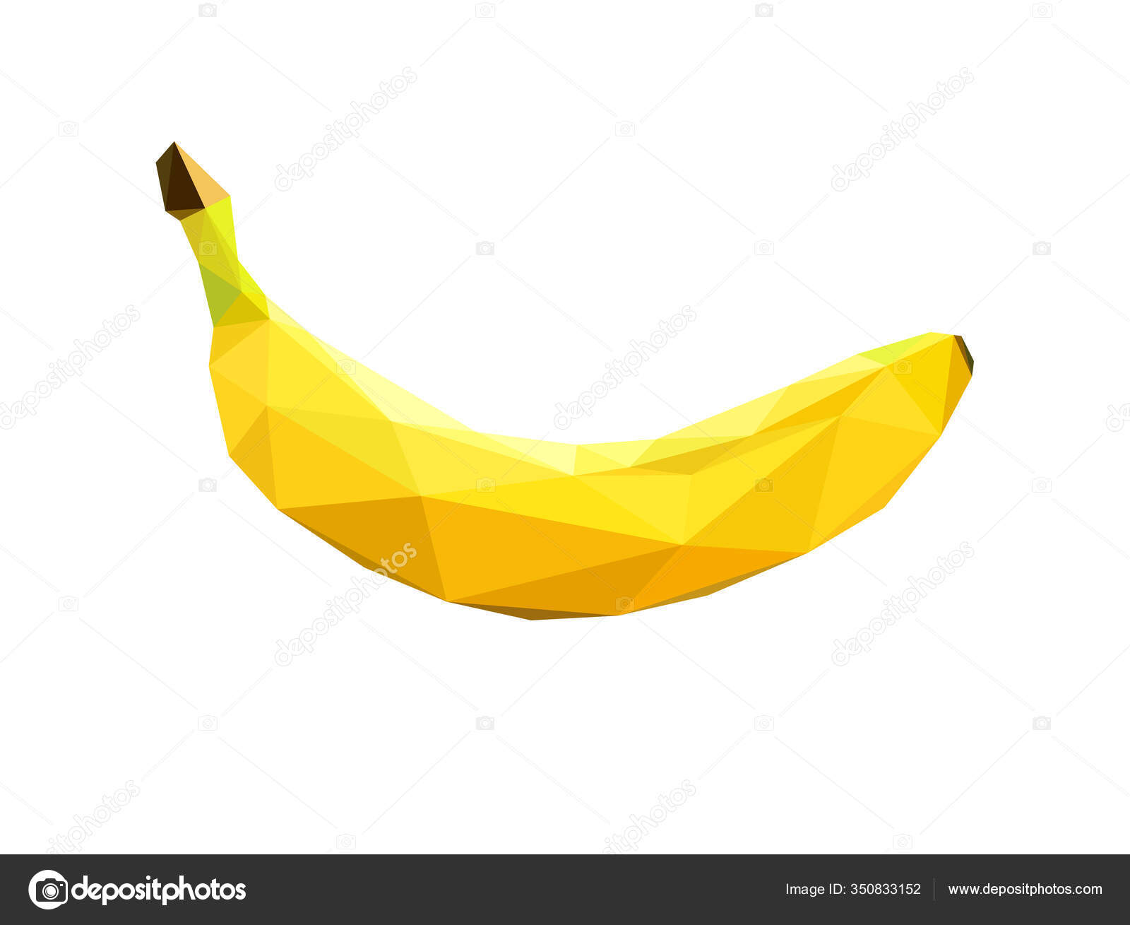黄色の隔離されたバナナ白の背景に低ポリイラスト 高解像度の三角形のポリゴンイラスト ストック写真 C Dmi3uk