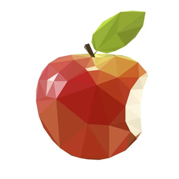 Ref Isolated Apple Low Poly Illustration White Background Red Bitten — Stock Photo, Image