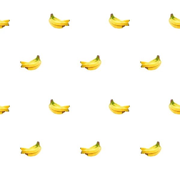 Amarelo Isolado Bananas Sem Costura Padrão Fundo Branco Ilustração Polígono — Fotografia de Stock
